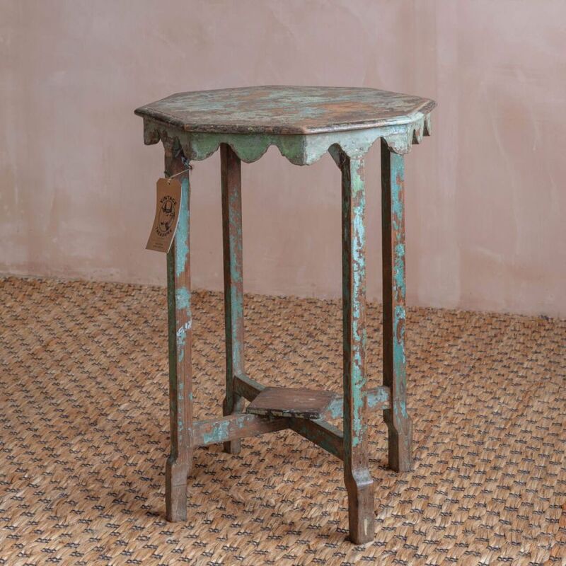 Vintage Rustic Blue Side Table