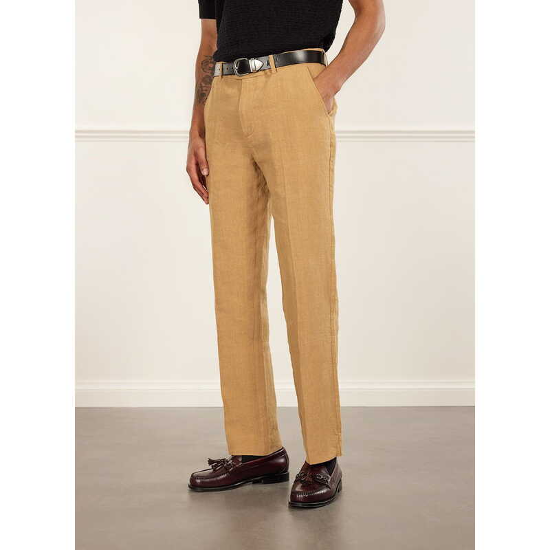 Tailored Linen Trousers | Camel