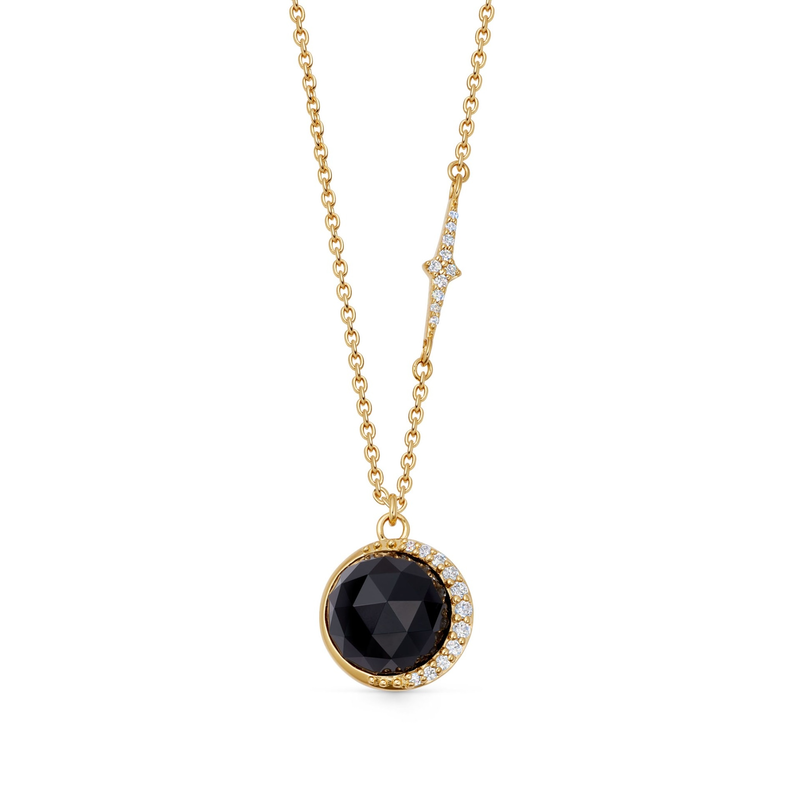 Gold Large Luna Black Onyx Pendant