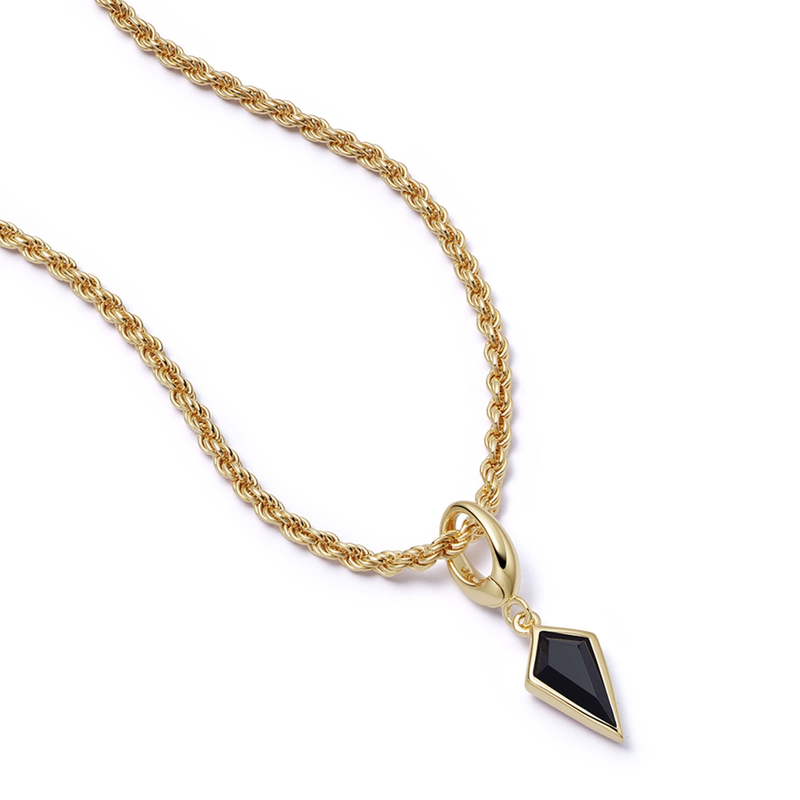 Gold Black Onyx Charm Necklace