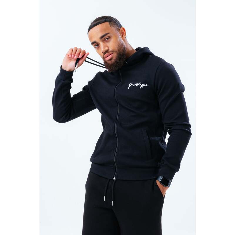 HYPE MENS BLACK SCRIBBLE ZIP HOODIE