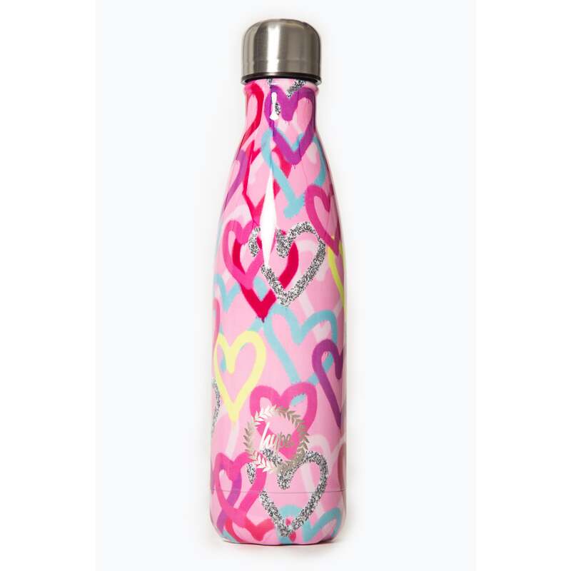 HYPE PINK GRAFFITI HEARTS METAL BOTTLE