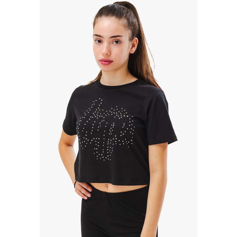 HYPE GIRLS BLACK DIAMANTE T-SHIRT