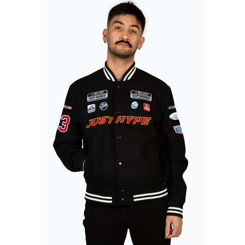 HYPE MENS BLACK JH RACER BADGE JACKET