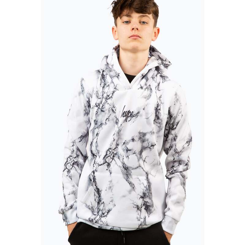 HYPE BOYS WHITE MARBLE MINI SCRIPT HOODIE