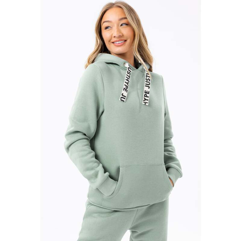 HYPE WOMENS SEA FOAM BRANDED DRAWCORD PULLOVER HOODIE