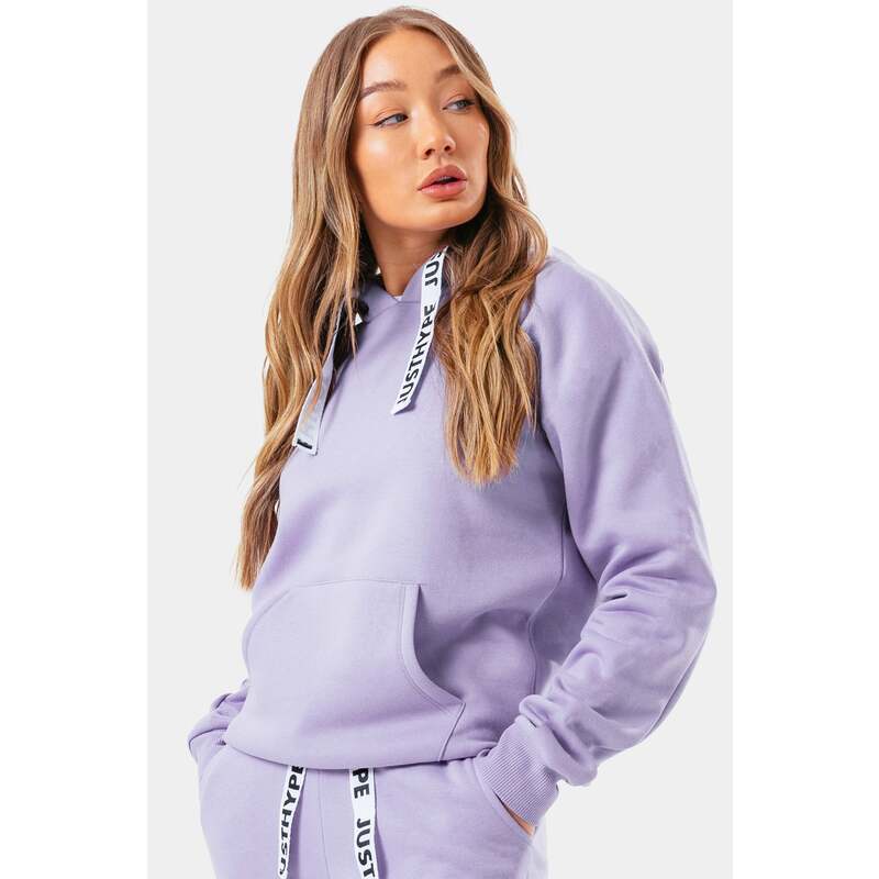 HYPE WOMENS LILAC BRANDED DRAWCORD PULLOVER HOODIE