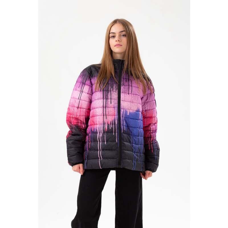 HYPE GIRLS DARK PINK DRIPS SHORTS PADDED ARM CREST JACKET