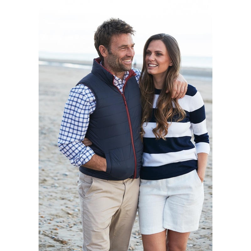 Key Navy and Wine Reversible Quilted Gilet