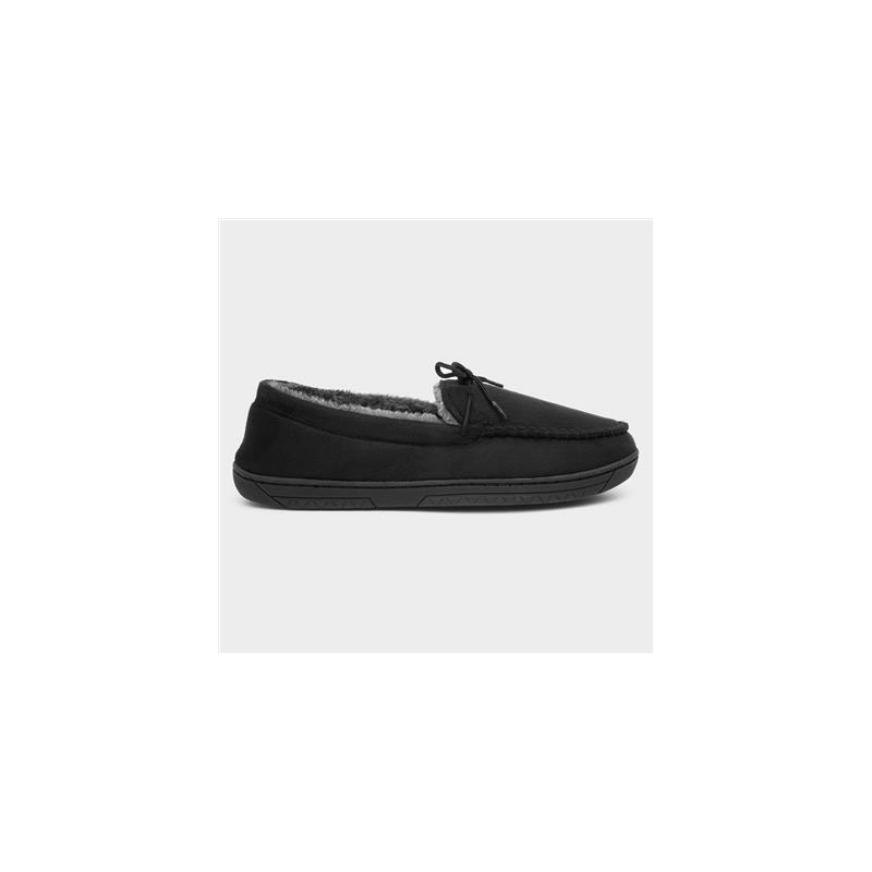 The Slipper Company Mens Black Moccasin