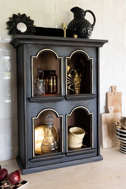 Antique Black & Gold Dovecote Wall Cabinet