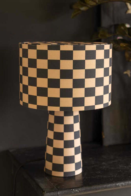 Charcoal & Natural Checkerboard Table Lamp