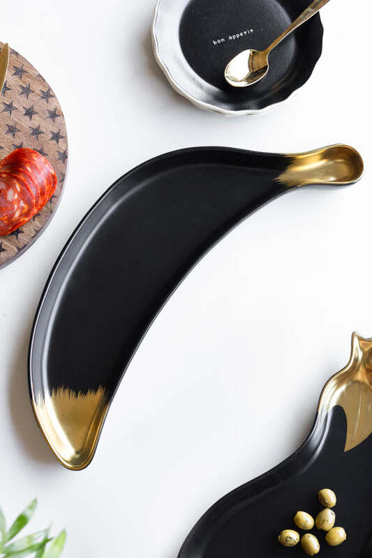 Gold Banana Serving Bowl