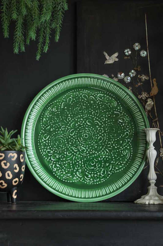 Deep Green Beautiful Enamel Tray