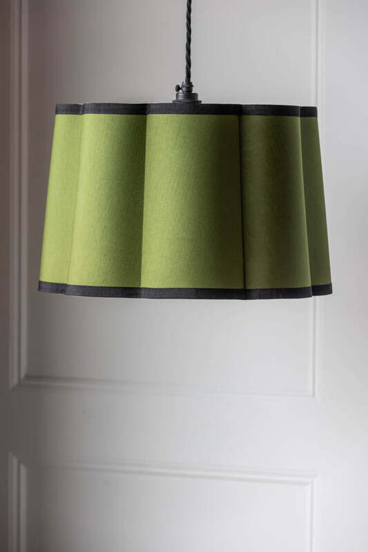 Olive Green Scalloped Lampshade