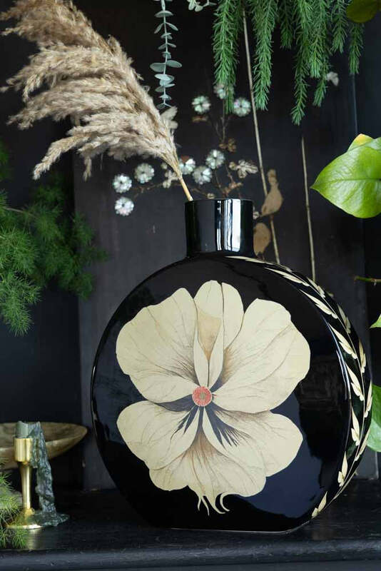 Large Black Floral Vase