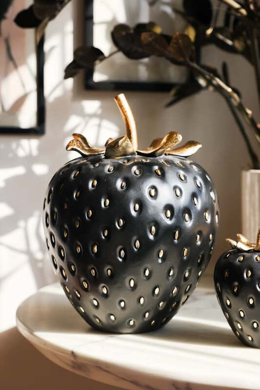 Large Black & Gold Strawberry Ornament