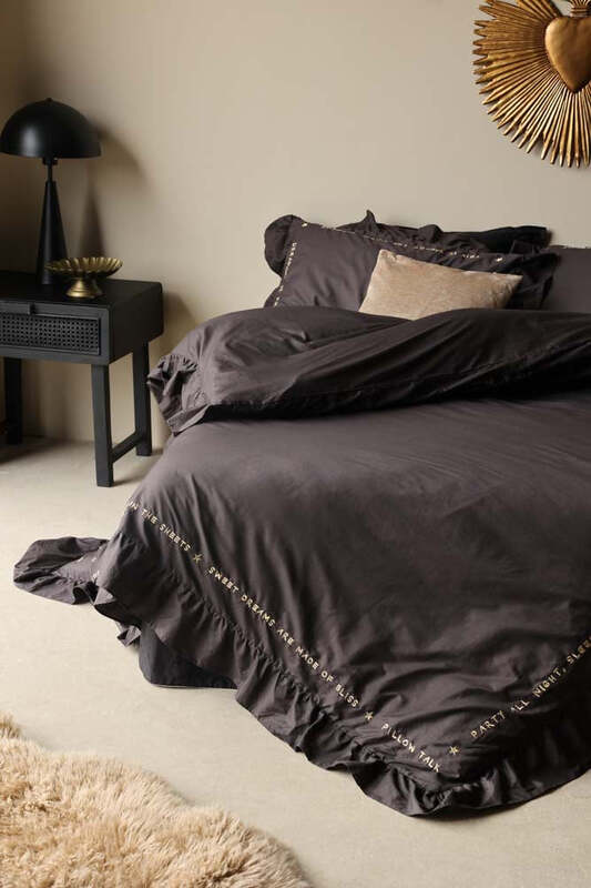 Mega Frill Charcoal Cotton Bedding Set - Four Sizes Available -