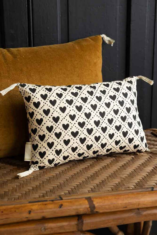 Mini Monochrome Heart Cotton Cushion