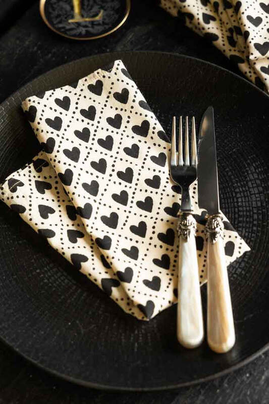 Monochrome Heart Cotton Napkin