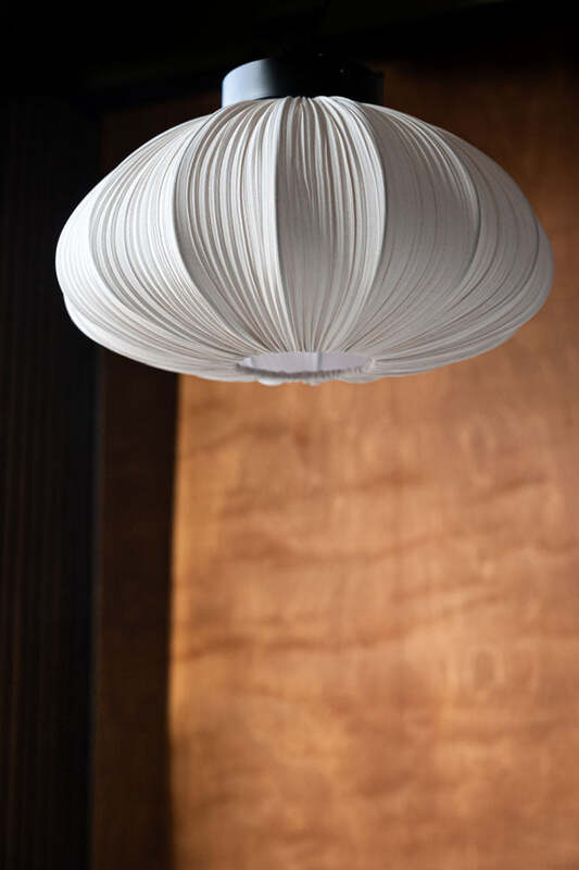 Neutral Pleated Fabric Flush Ceiling Light