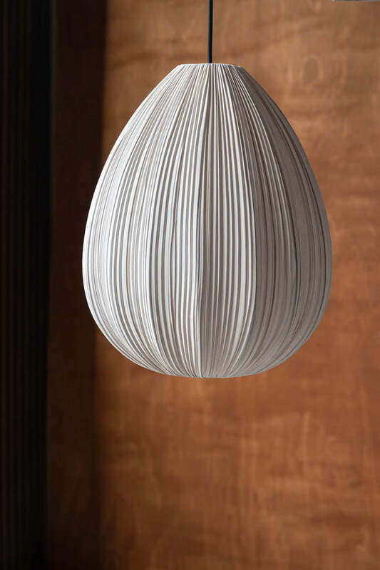 Neutral Pleated Fabric Teardrop Ceiling Light