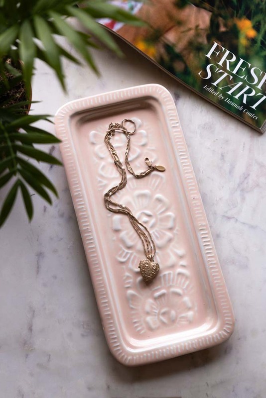 Pink Enamel Cast Style Trinket Tray