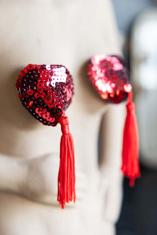 Red Heart Sequin Nipple Tassels