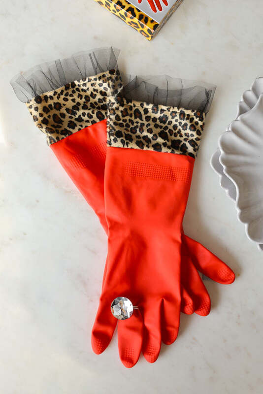 Red Leopard Print Washing-up Gloves