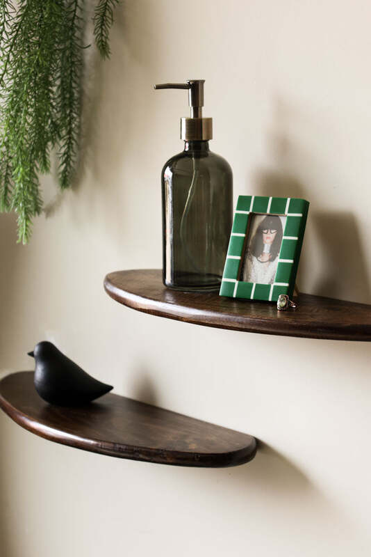 Set Of 2 Walnut Wood Floating Shelves