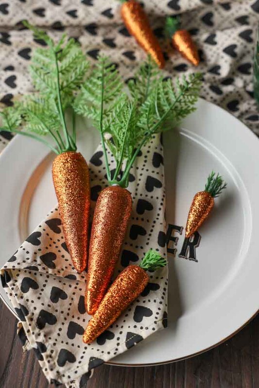 Set Of 9 Glitter Carrot Decorations