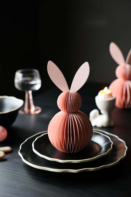 Small Pink Easter Bunny Honeycomb Decoration