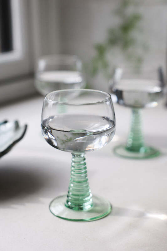 70s French Style Wine Glass In Green