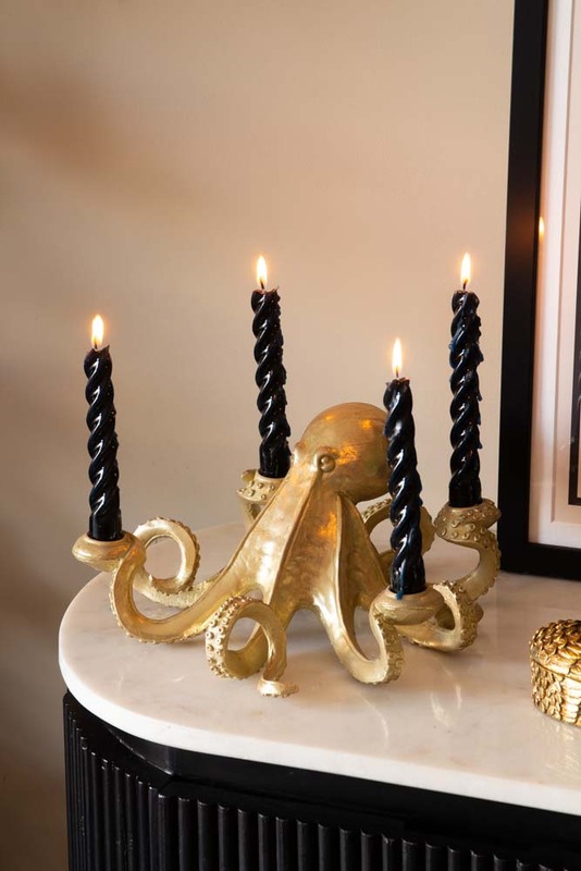 Gold Octopus Candlestick Holder