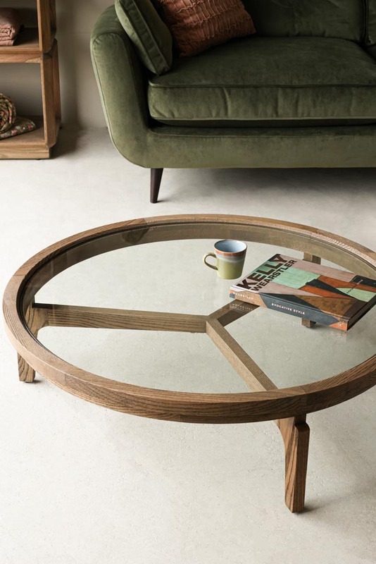 Palm Springs Natural Oak Coffee Table With Glass Top