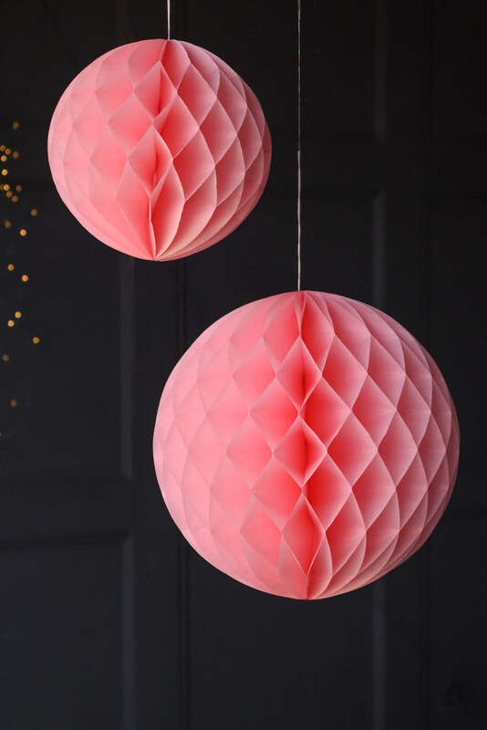 Set Of 2 Baby Pink Honeycomb Ball Decorations