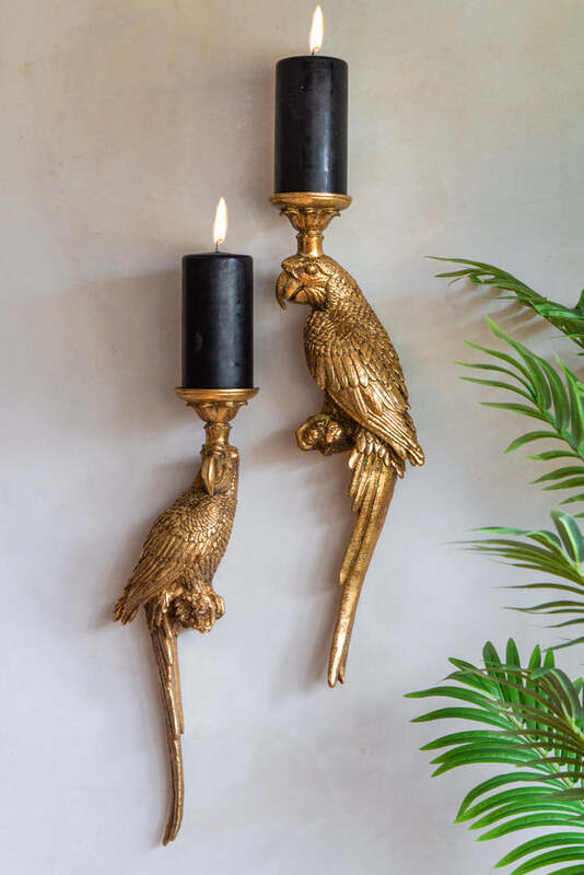 Golden Macaw Parrot Candle Holder - 2 Options Available