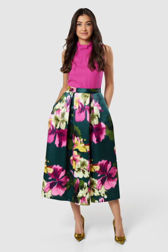 Closet London Pink 2-in-1 Floral Print Skirt Dress