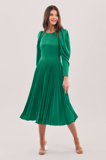 Closet London Emerald Green Pleated Midi Dress