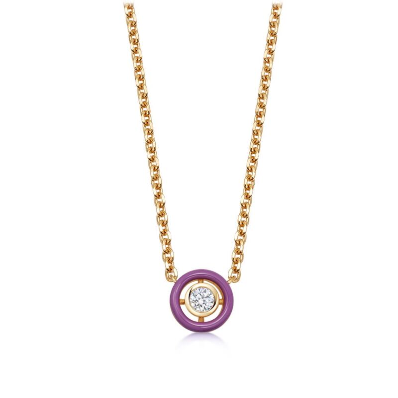 Gold Purple Enamel Necklace