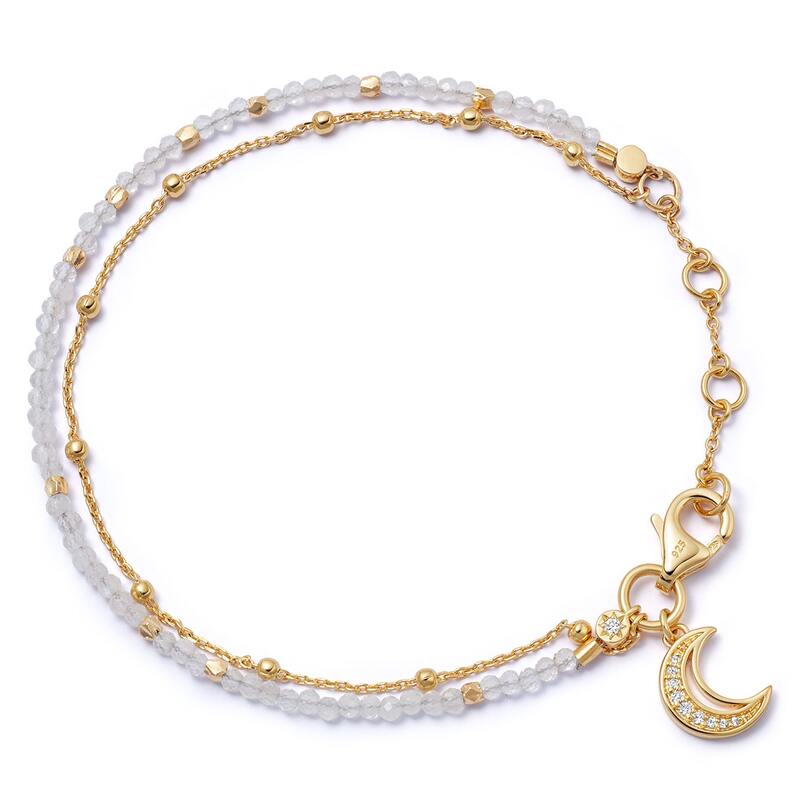 Gold Moonstone Moon Bracelet