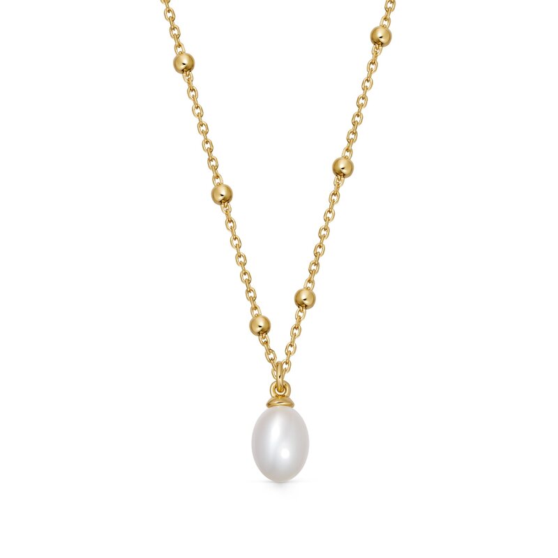 Gold White Pearl Necklace