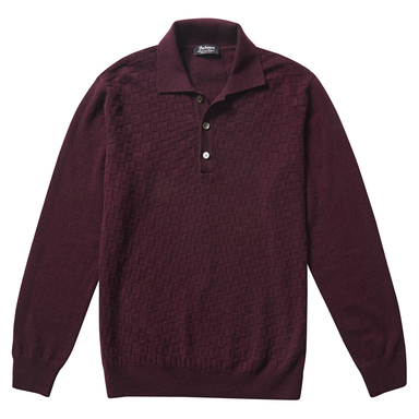 P.P.P. Burgundy Cashmere Long-Sleeved Polo Shirt