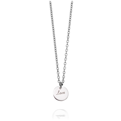 Tiny Love Disc Pendant in Sterling Silver